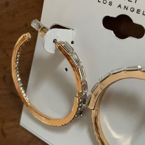 Laundry by Shelli Segal Gold Tone Pave Crystal Pierced Hoop Earrings